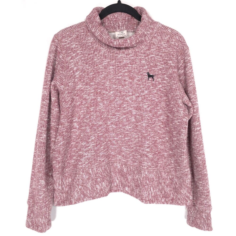 THE BLACK DOG BRAND Cowl Neck Sweater Pink Marled‎ Logo Women M